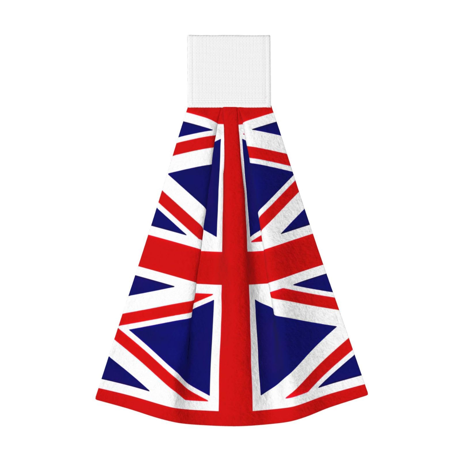 DUWAA Uk Flag Print Hanging Hand Towel Quick Dry Bathroom Towel Soft Kitchen Towel
