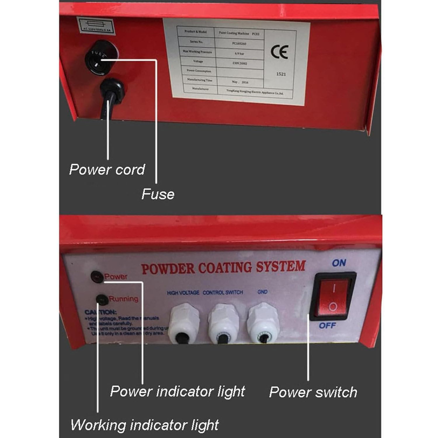 Zestaw pistoletu do malowania natryskowego, elektrostatyczny system malowania proszkowego, 2-stopniowy elektryczny pistolet natryskowy z przełącznikiem nożnym