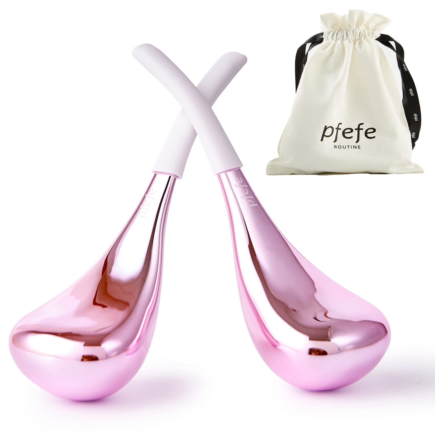 Pfefe Cryo Sticks for Face and Eyes, Ice Globes Cryo Globes for Facials, Esthetician Supplies Gifts, Unbreakable Stainless Steel Ice Roller Cooling Spa Balls with Storage Case