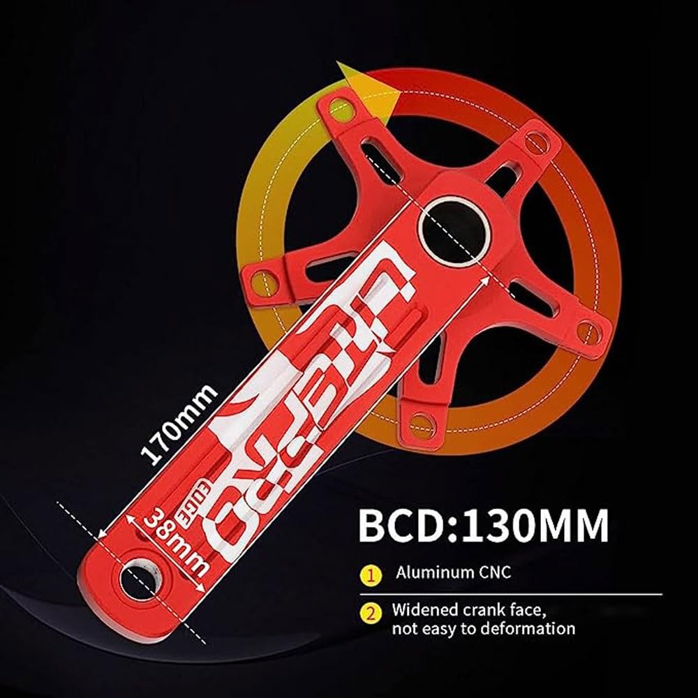 Guarnitura MTB da 170 mm BCD130 con Movimento Centrale in Lega di Alluminio, pedivelle Cave Integrate, Adatte per Mountain Bike, Bici da Strada e la Maggior Parte delle Biciclette.