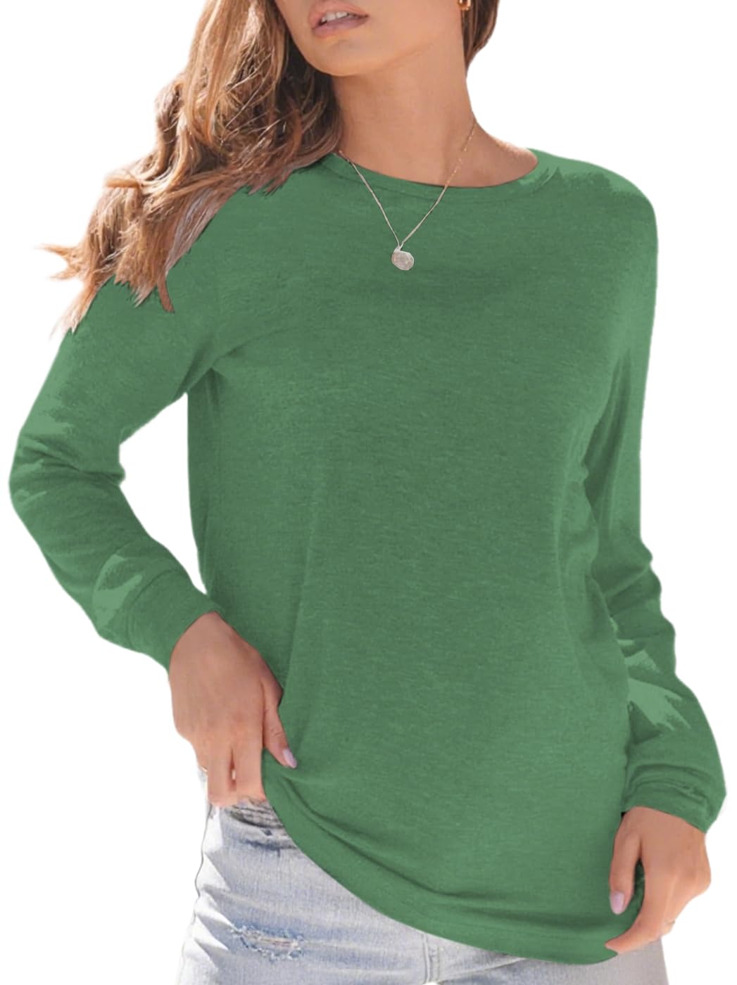 Cuptacc Langarmshirt Damen Rundhals Pullover Langarm T Shirt Basic Longsleeve Damen Oberteil Shirt
