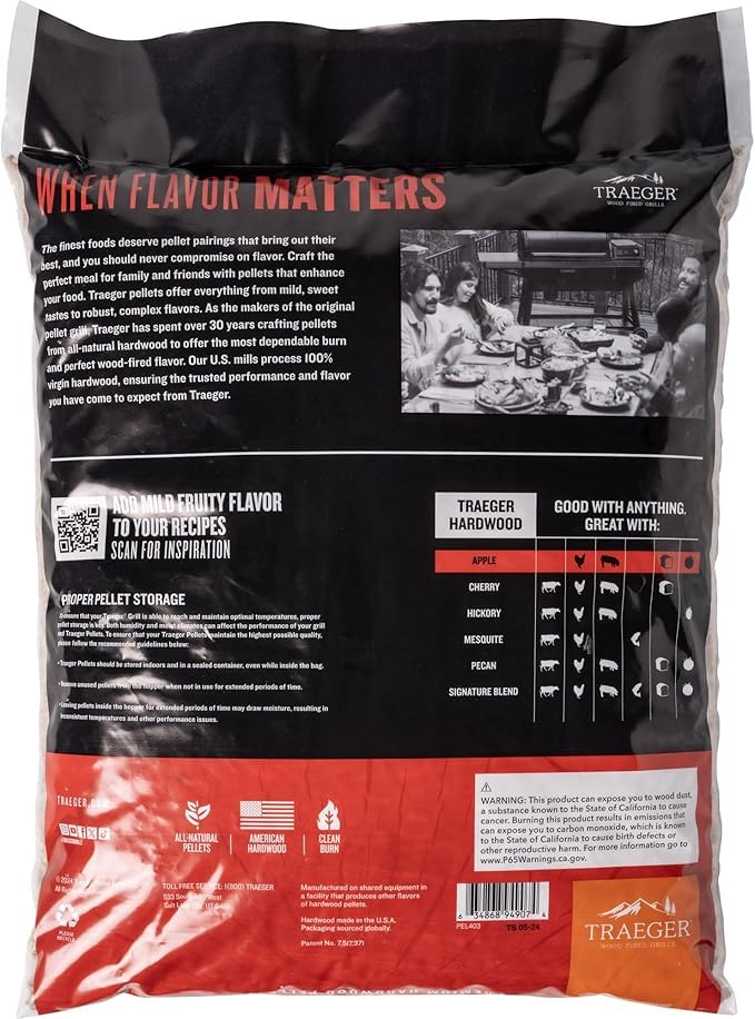 Traeger – Granulés en bois de pommier (9 kg) - 33365