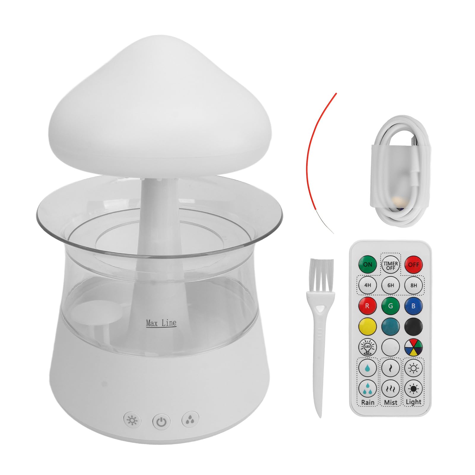 Umidificatore Rain Diffusore Silenzioso di Luce a 7 Colori per un Sonno Rilassante Home Office Materiale ABS 300 Ml (Bianca)