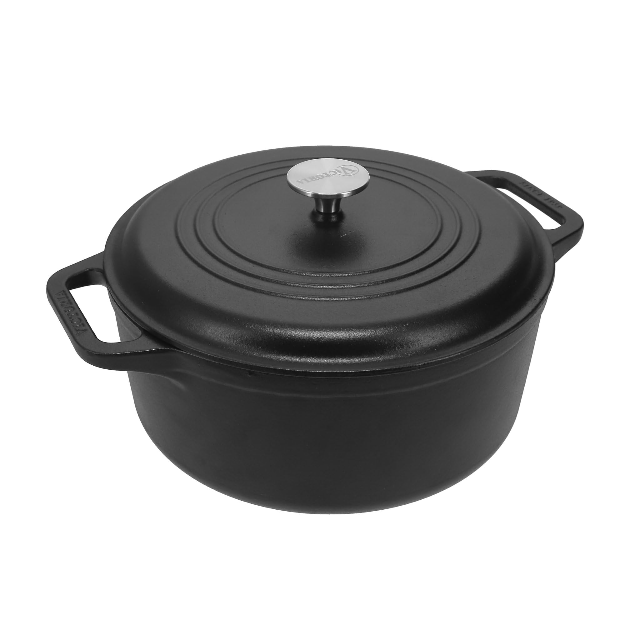 Victoria Horno Holandés Inducción Hierro Fundido Esmaltado 25cm, Cocotte 3,8L, sin PTFE ni PFOA, Apto para Fuego, Barbacoa, Horno, Vitrocerámica, Gas