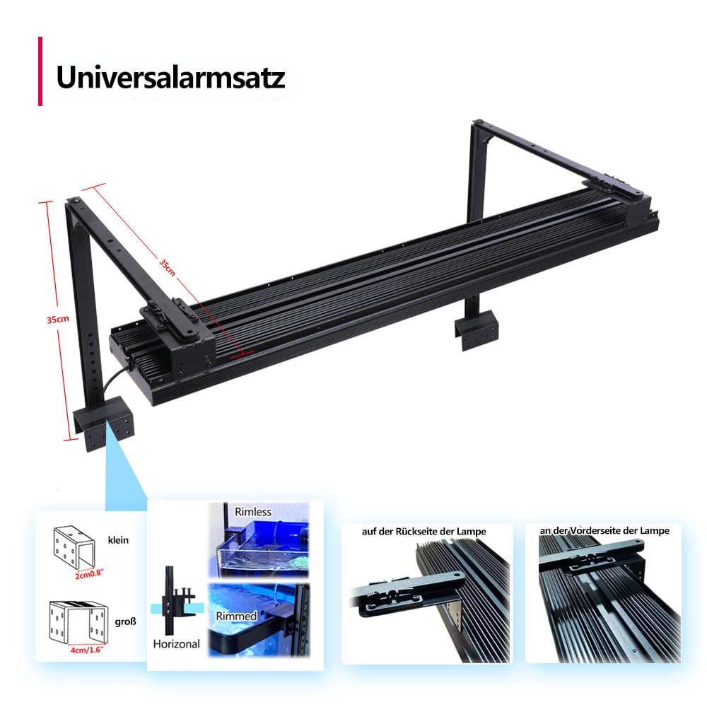 PopBloom Hertz75 LED Aquarium Light WiFi Reef Lampe Aquarium Beleuchtung Led Meerwasser Led für Aquarium Led Lampe Marine Reef 80-100cm Tank (1 H75 mit Armmontagesatz)