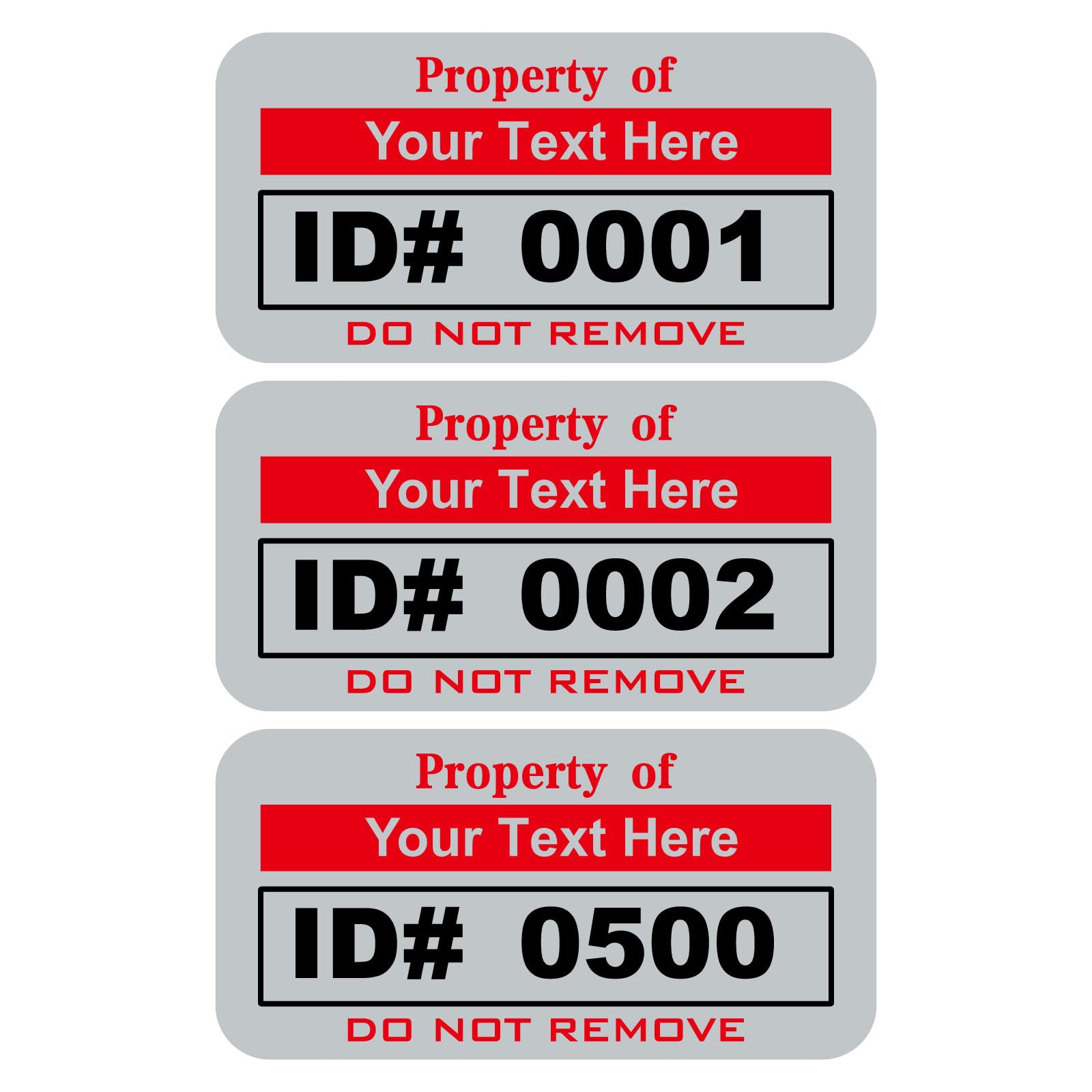 Asset Tags for Equipment - Custom Inventory Stickers - Heavy Duty Waterproof Labels for Equipment, Logistics & Supplies, Durable Metalized Silver Polyester (1x2 Inch, 500 Pack) (Red, 500)