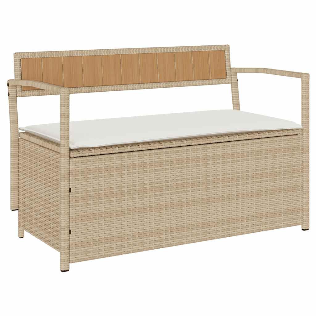 vidaXL Banc de Rangement de Jardin avec Coussin Beige résine tressée