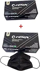 100 UN - Mascara descartavel tripla PRETA cirurgica com clip nasal - Mundial Fenix