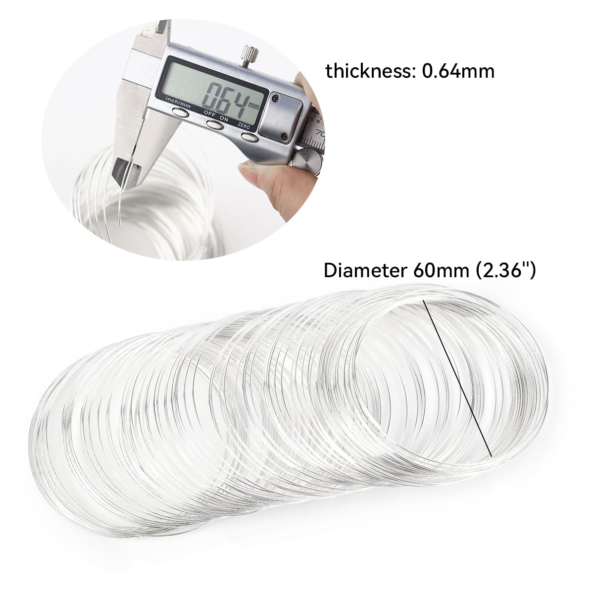 200 Loops Memory Steel Wire for Jewelry Making Supplies, 0.6mm Bangle Bracelet Wire Memory Beading Wire for Art Creation Necklace DIY Crafts Making (Silver) - Image 2