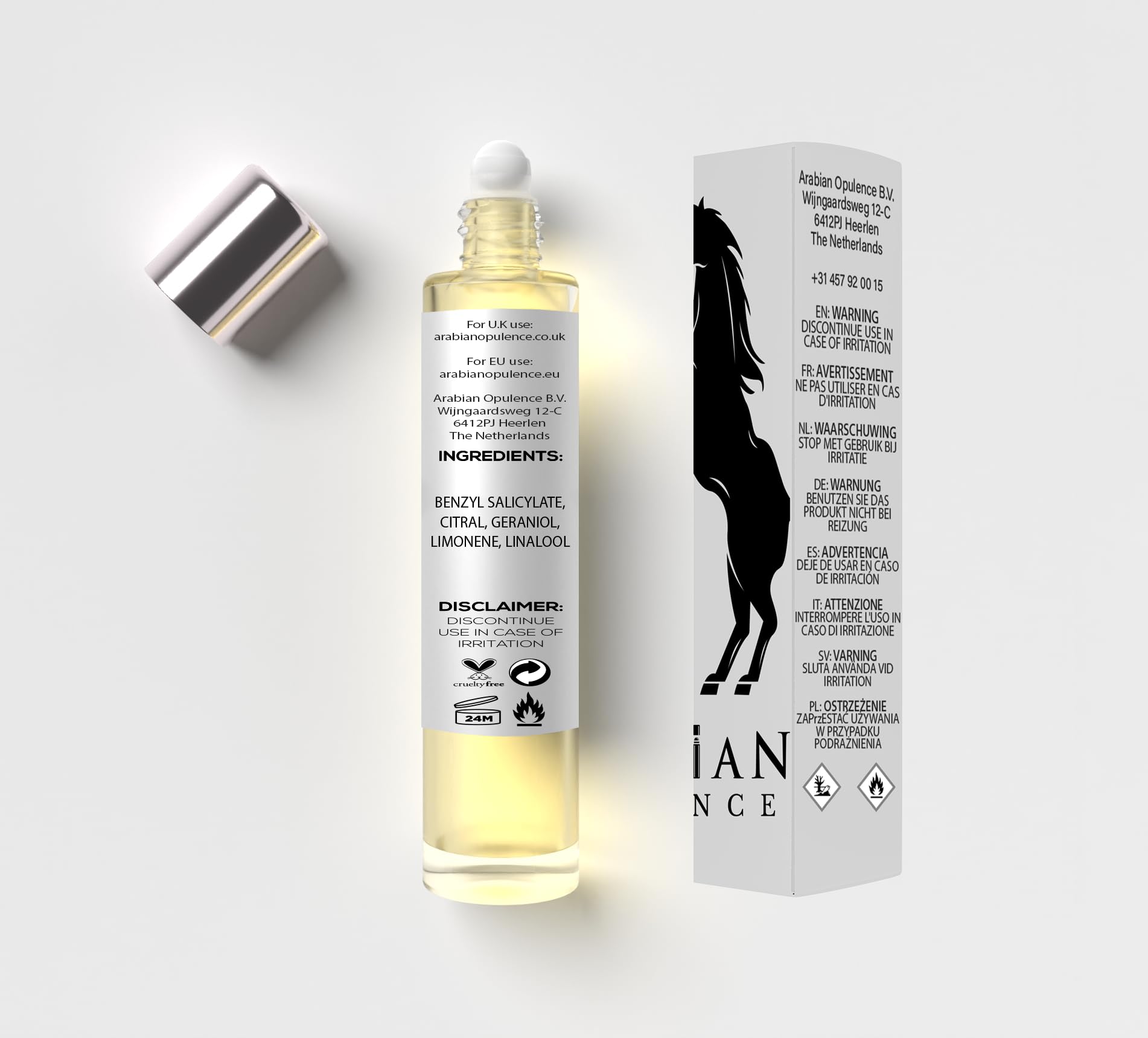 Arabian Opulence FR5 AMBER OUD Roll-on olejek perfumowany, skoncentrowany olejek do ciała, długotrwały perfumy na bazie oleju, unisex, rozmiar podróżny, butelka bez alkoholu (15 ml)