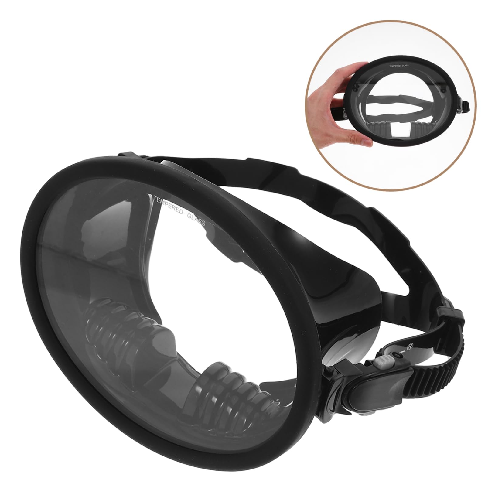 Maschera da Sub Antiappannamento Panoramica in Silicone Nero | Lente in Vetro Temperato, Design a Campo Visivo Ampio, per Immersioni e Snorkeling