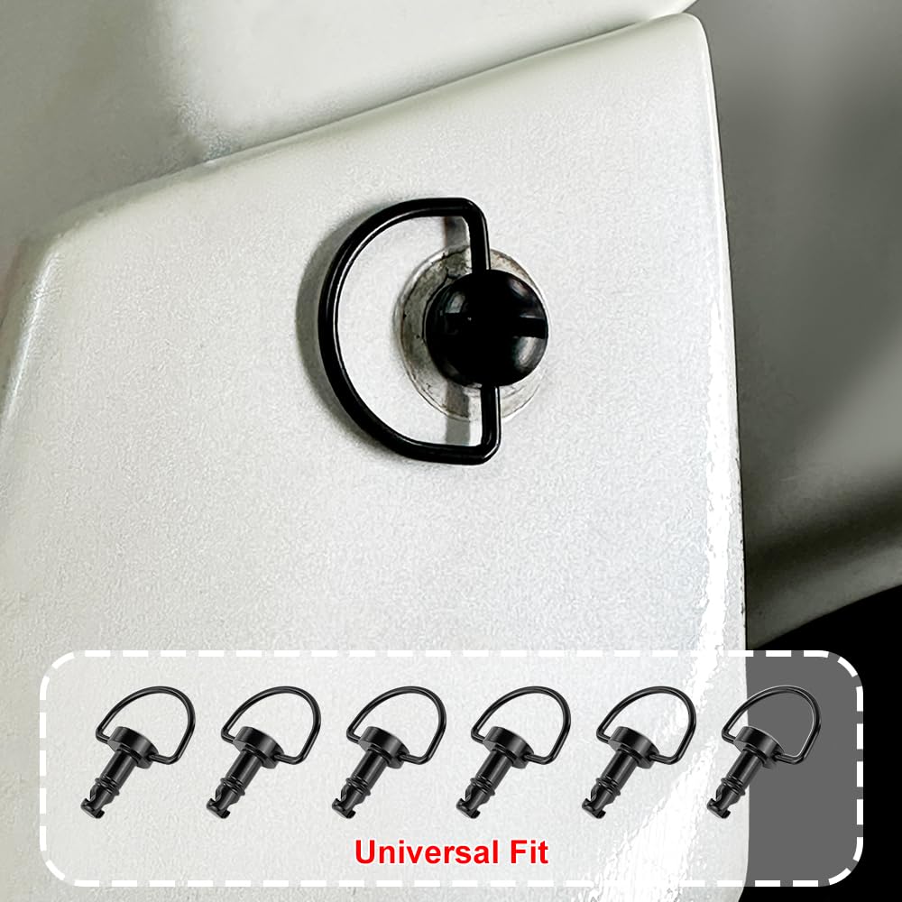 Velexmoto 6 PCS 14 mm Quick Release Fasteners D-Ring 1/4 Turn Trim Mount Clip Fit for Honda Kawasaki Yamaha Suzuki Aprilia Ducati Universal Fairing Bolts Studs Motorbike Trim Screw Set (Black, 14mm) — view 4