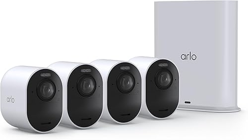 Arlo Cámara de seguridad 4K Ultra (3 generación) + SmartHub, alimentación de batería, respuesta de emergencia, resumen de eventos generados por IA,