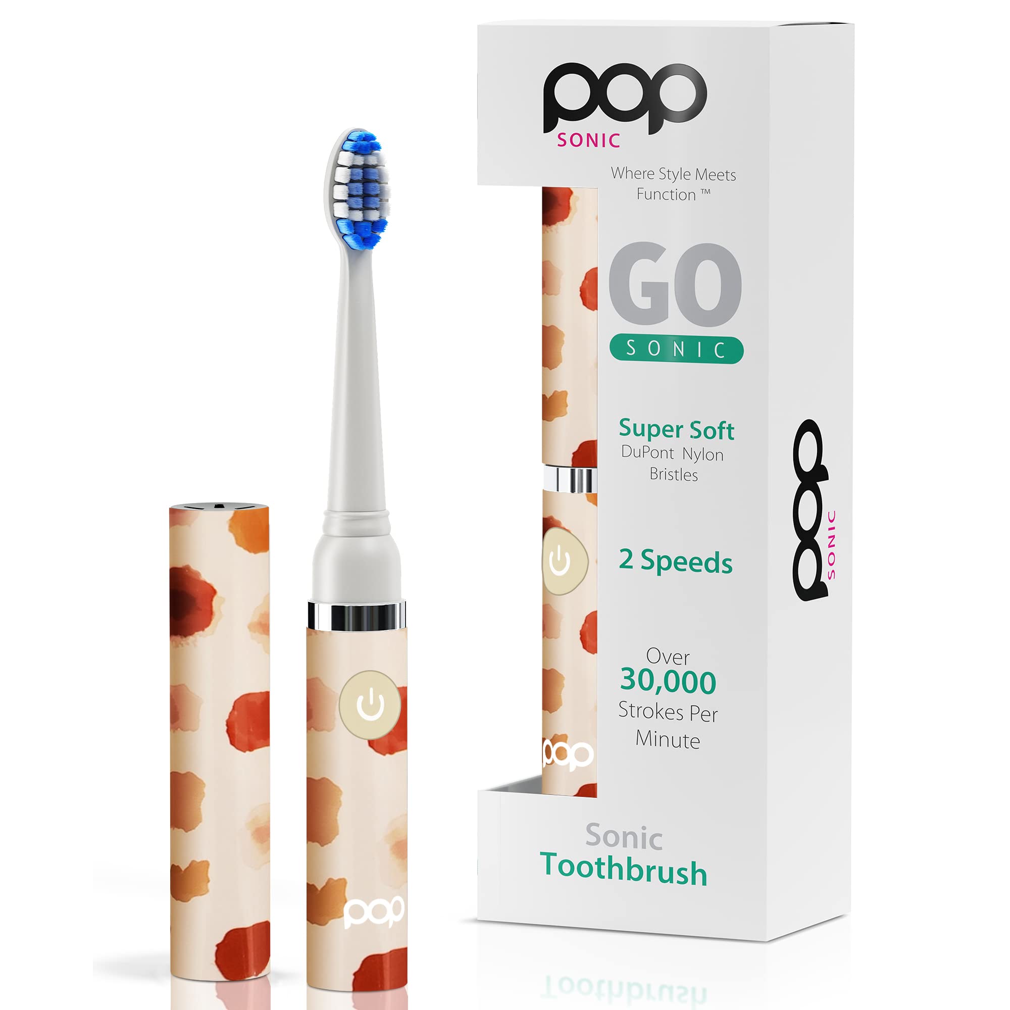 Pop Sonic Electric Toothbrush (Giraffe) - Travel Toothbrushes w/AAA Battery | Kids Electric Toothbrushes with 2 Speed & 15,000-30,000 Strokes/Minute,