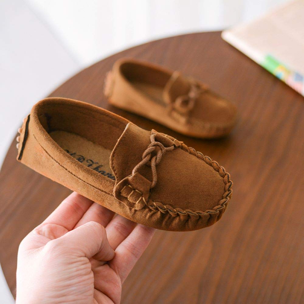 WUIWUIYU Garçons Filles Suède Cuir Chaussure Bateau Mocassins Slip on Style
