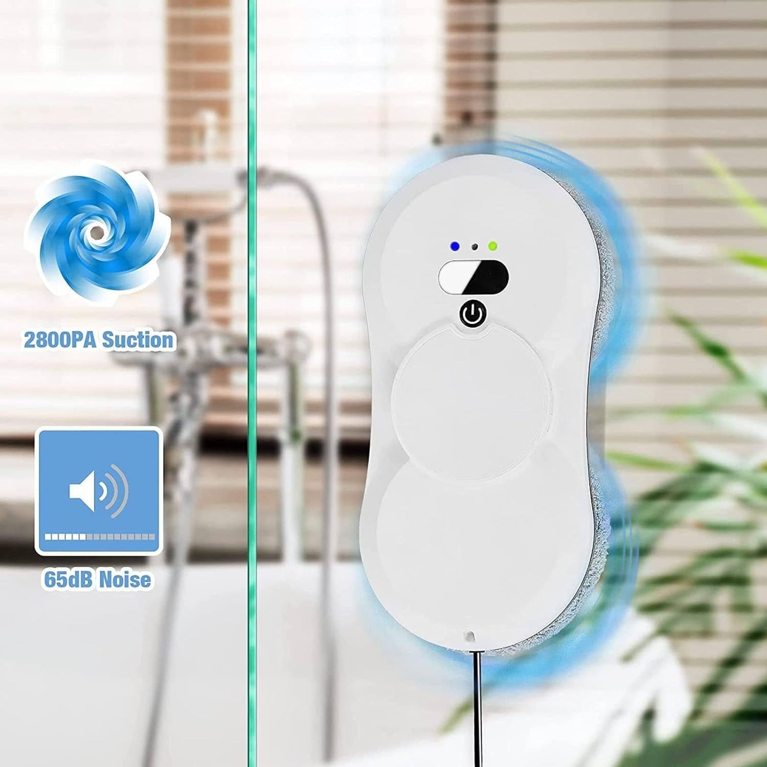 Robotico Per La Pulizia Magnetica Del Vetro (Telecomando) - Spruzzo D'Acqua Automatico, Torsione A Doppio Disco Da 2800 Pa, Corda Di Sicurezza 4M + Fibbia Di Sicurezza