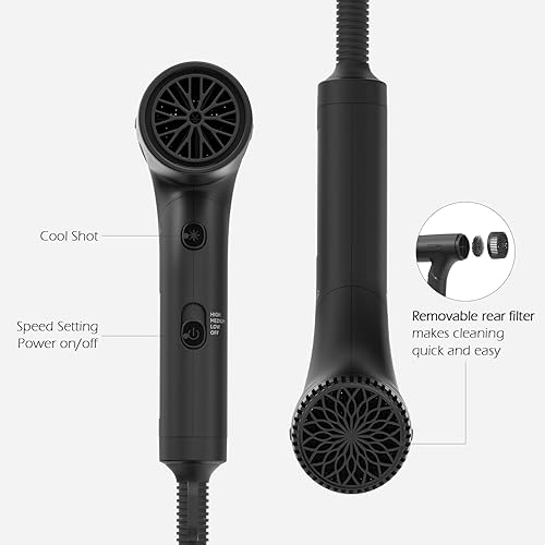 Miniatura 6 de TOME Secador de pelo de 1200 W de viaje de doble voltaje 120 V240 V Secador de soplado plegable con difusor peine boquilla bolsa de almacenamiento