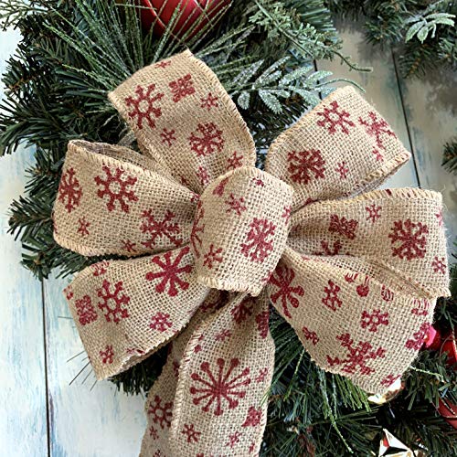 Red-Snowflakes-Christmas-Wreath-Bow-10-Wide-18-Long-Tails-Burlap-Ribbon-Christmas-Decoration-Fall-Decor-Winter-Decor-Thanksgiving-Farmhouse-Country-Gift-Bow Red Snowflakes Christmas Wreath Bow 10 Wide 18 Long Tails Burlap Ribbon Christmas Decoration Fall Decor Winter Decor Thanksgiving Farmhouse Country Gift Bow