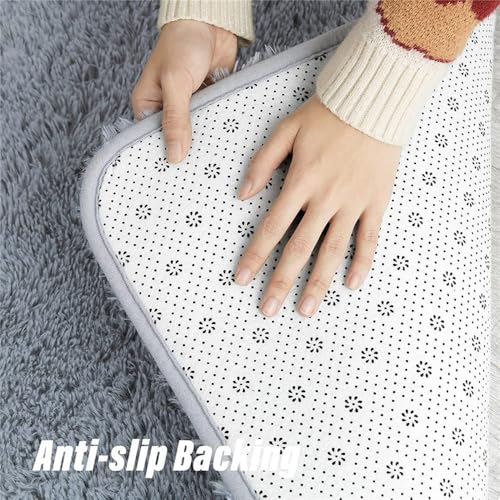 Tapis de chambre a poils longs doux 160x250cm grand tapis de salon en peluche - 6