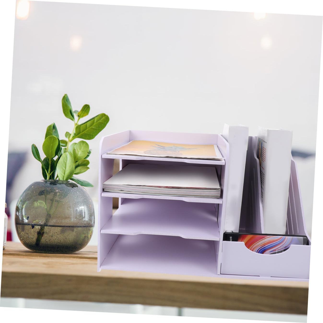 Mehrschichtiges Aktenregal, seitlicher Schreibtisch-Dokumentenablage, praktischer Aktenhalter für Büro und Zuhause, Arbeitszimmer, Aktenhalter für effizientes Schreibtischzubehör-Management