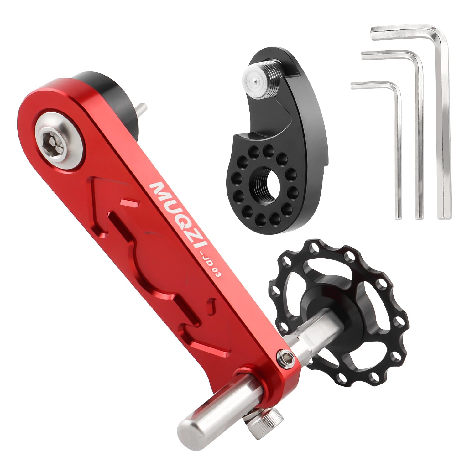 Tendeur de chaîne de vélo à une vitesse unique en alliage d'aluminium réglable pour VTT, vélo de route, vélo, rouge