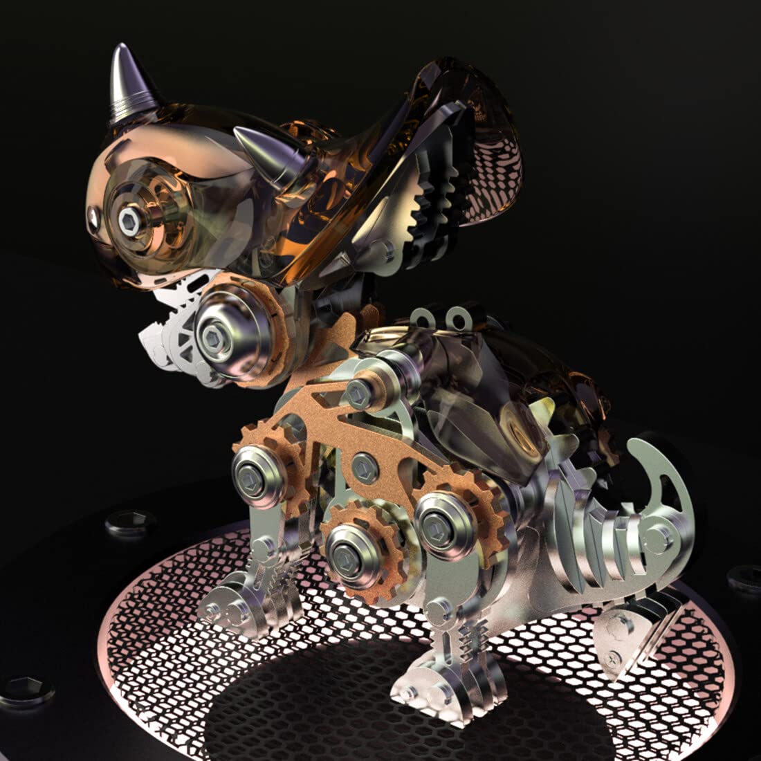 TYFUN Puzle de metal 3D, modelo Triceratops, 160 piezas, rompecabezas de metal 3D, juego de maquetas, dinosaurios de metal, adornos 3D, regalo para adultos y niños, naranja y negro