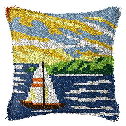 Coussin broderie segment 3D paysage marin avec kit crochet complet