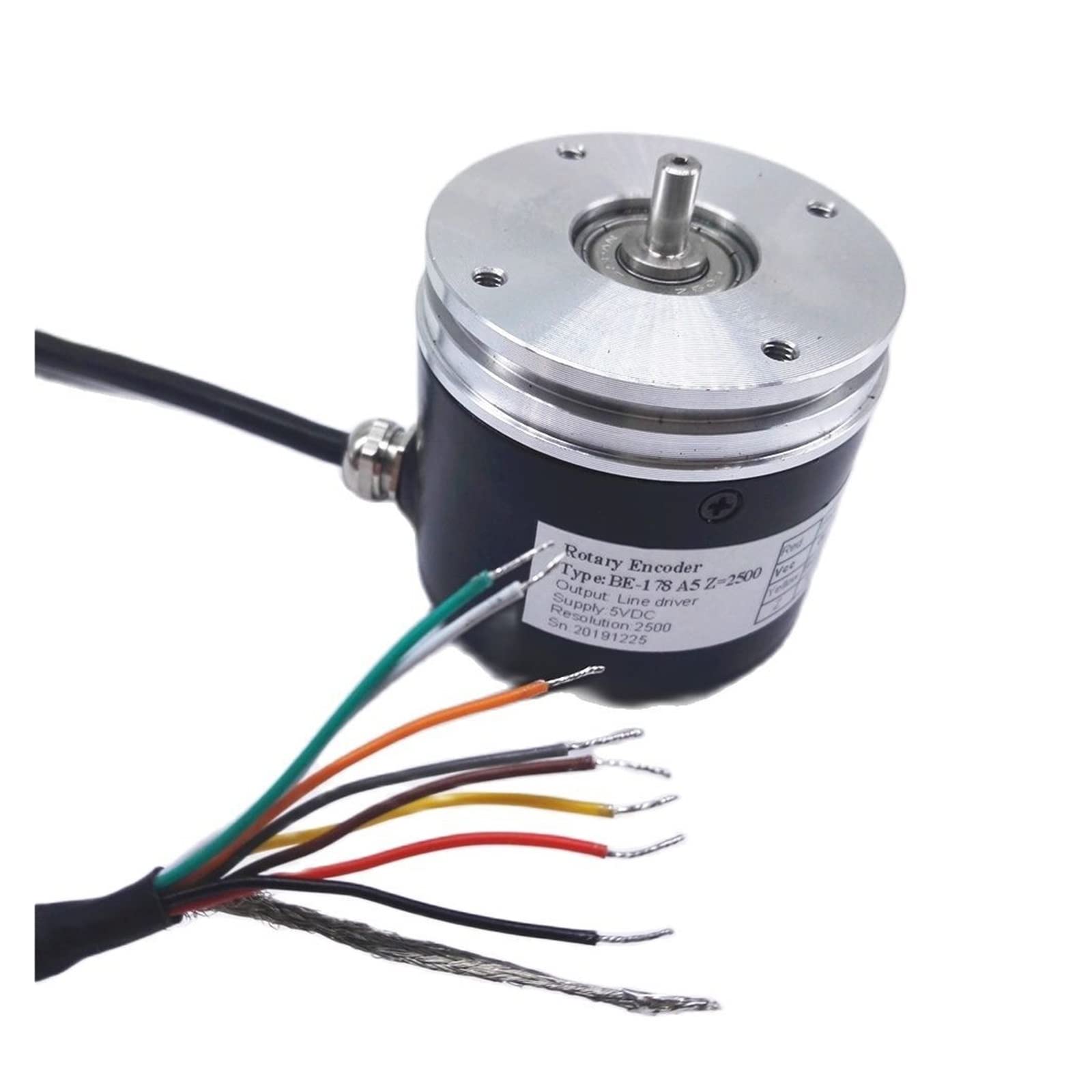 Encodeur Rotatif Photoélectrique BE-178 A5 2500 Impulsions 5mm Arbre Ligne Pilote Sortie Capteur Programmable 5V DC pour le test du programme