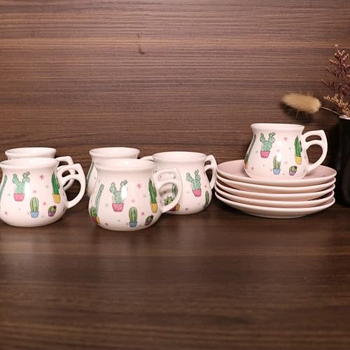 Vista 16 de GuangYang Juego de 6 tazas y platillos de café expreso de 2.5 onzas, diseño de otoño