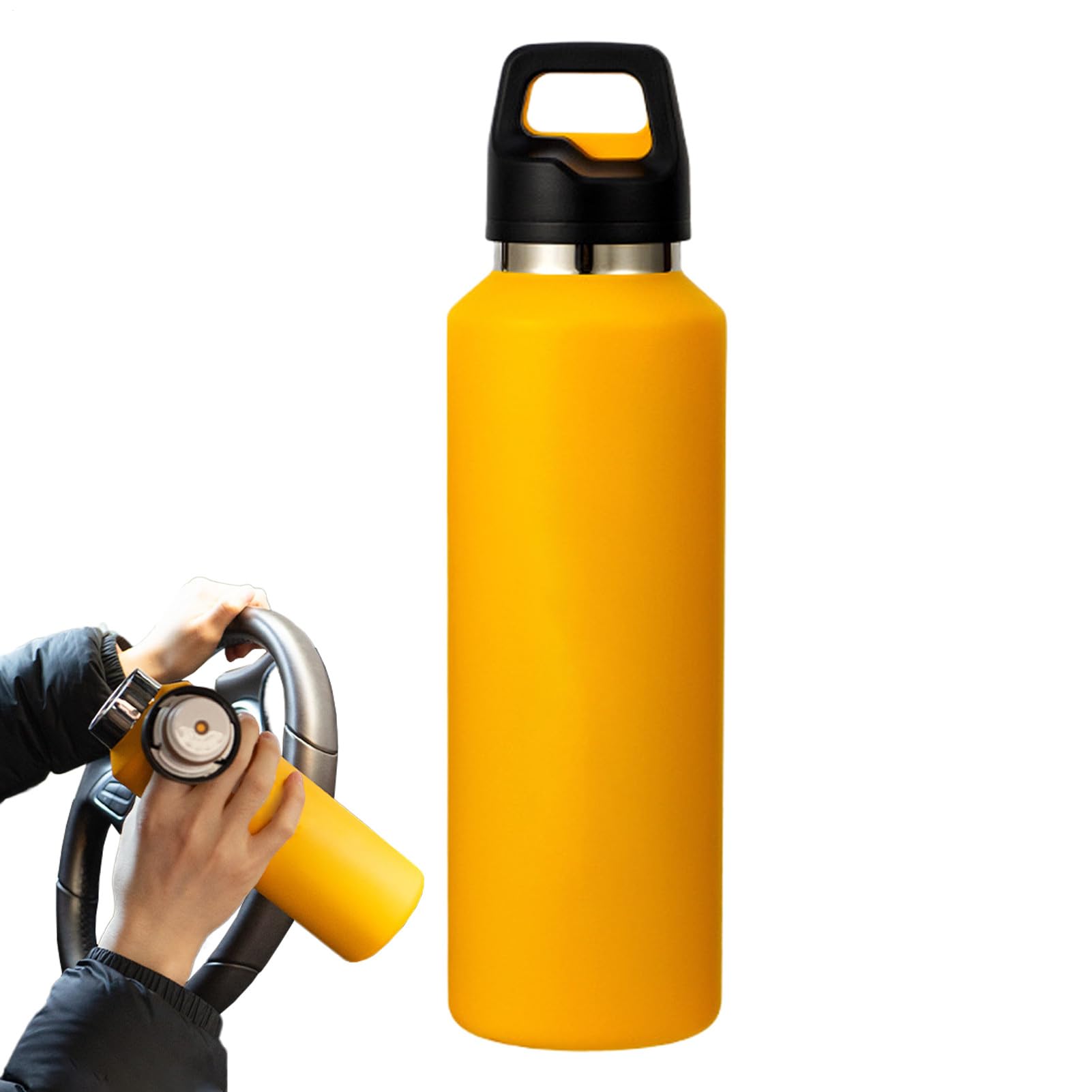 Borraccia in Metallo 600ml Acciaio Inossidabile con Apertura Facile | Borraccia Termica Isolata per Bevande per Sport Viaggio Ciclismo Escursionismo Ufficio Casa Palestra Tè Caffè Latte