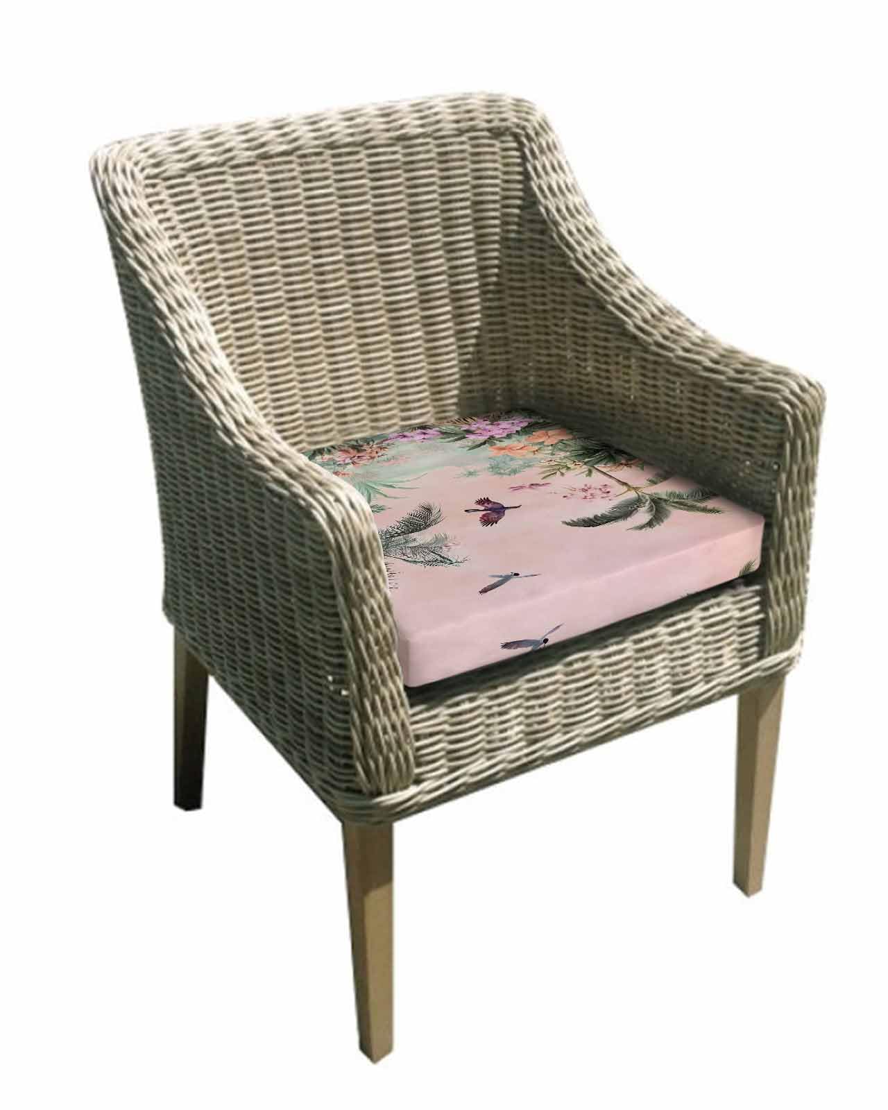 2 Pack Vintage Pastoral Waterproof Cushion Covers with Ties, Outdoor Patio Chaise Lounge Chair Seat Cushion Slip Covers Replacement(Only Cover) Farmhouse Botanical Tree Birds Pink Green 20