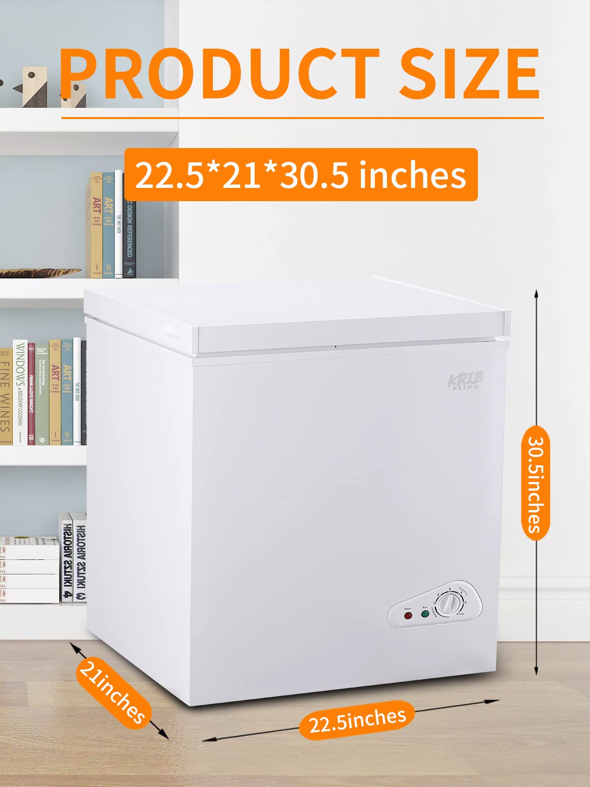 Krib Bling 5.0 Cu.Ft Chest Freezer with a Removable Basket, Deep Freezer with 7 Gears Temperature Control (-16F to -48F), for House, Kitchen, Garage, Basement, Shop, White on Fridge.com