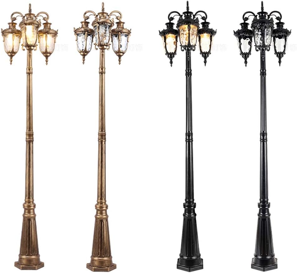 3 Light Outdoor Lantern, Retro Style, Antique Style, Aluminium, Brass, Height 260 cm, Brass_Height 260 cm