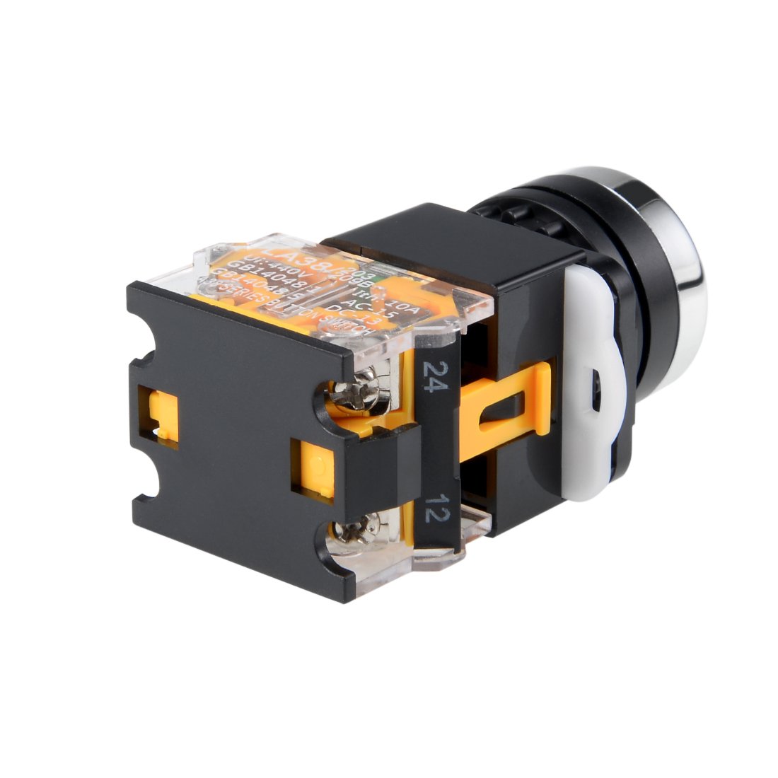 Sourcingmap 22mm Latching Push Button Switch Red Round Button DPST 1 NO 1 NC, Red Latching-4pin - Image 3