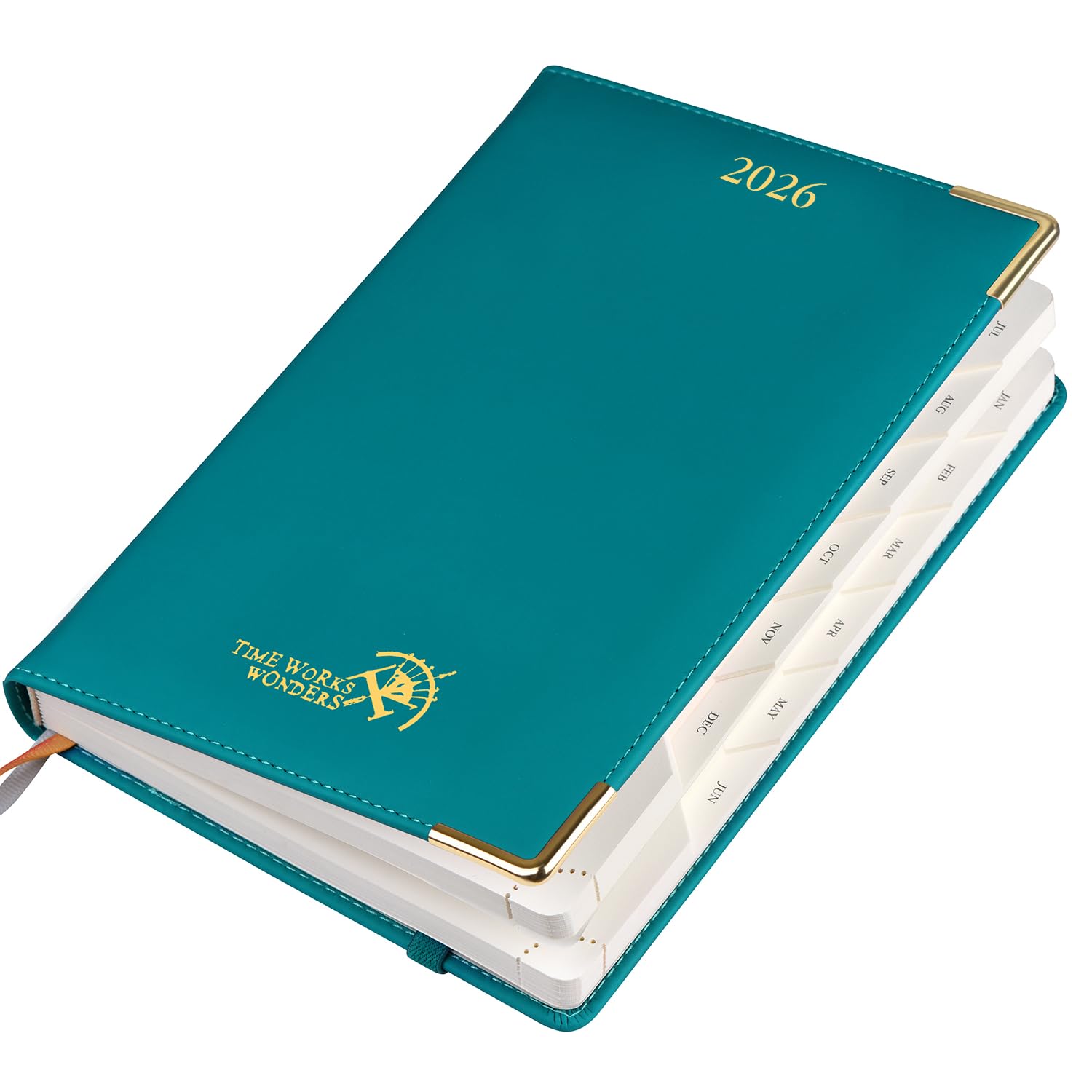 POPRUN Daily Planner 2026 (Medium-5.75" x 8.5") One Page Per Day Planner with Vegan Leather Hardcover - Agenda 2026 (Jan-Dec) Page A Day Calendar Book