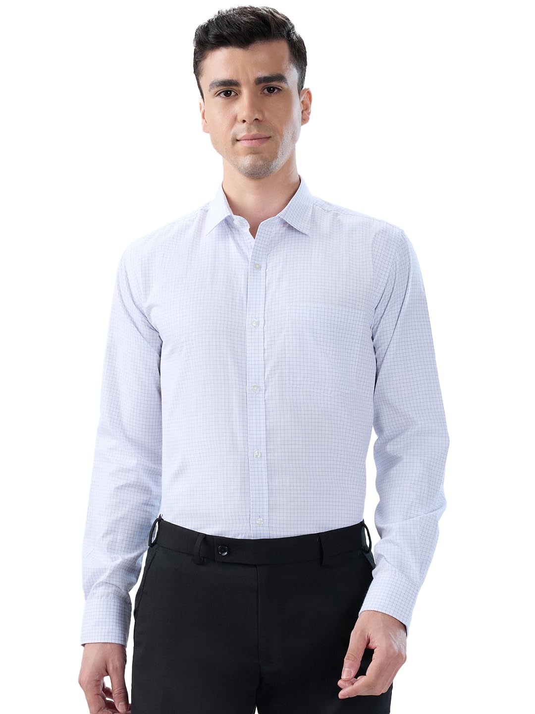 park avenue Men Slim Fit Checks Pattern Polyester Cotton Blend Semi Cutaway Collar Full Sleeve Casual Shirt-picture-52