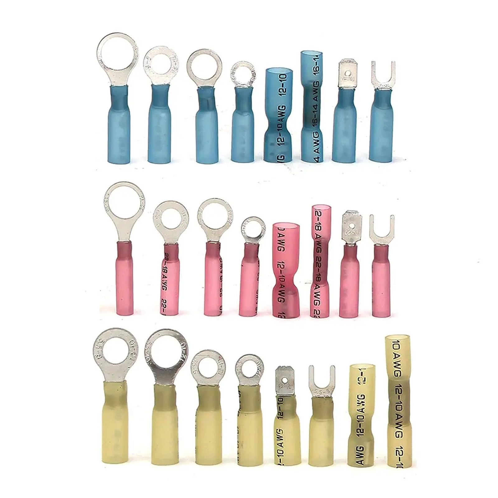 ICXLPMC 120Pcs Assorted Heat Shrink Terminals Insulated Electrical Wire Connector AWG10-22 KitBoxed