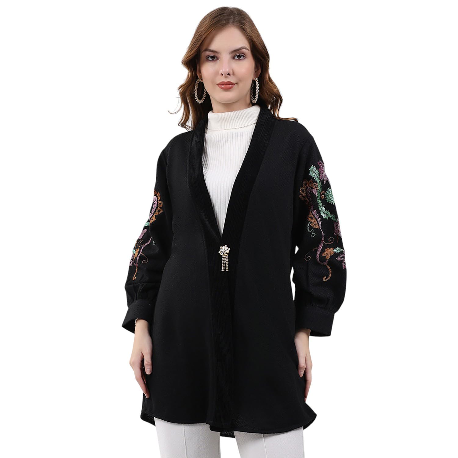 monte carlo Women Regular Fit Self Designed Pattern V Neck Hook Closure Full Sleeve Winter Cardigan| Warm Woolen Buttoned Sweater for Ladies | Stylish Knitted Cardigan for Women's (Pack of 1)-picture-26