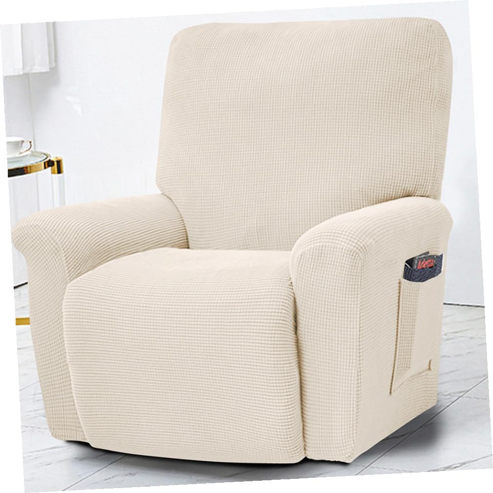 VALICLUD Armchair Cover Elastic Chair Slipcover Full Coverage Fleece Fabric Massage Seat Protector White Universal Fit for Recliner and Office Chairs