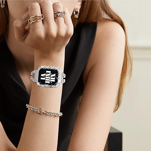 Miniatura 8 de Fullife - Paquete de 3 carcasas con diamantes de cristal de imitación compatibles con Apple Watch de 1.57pulgadas, con protector con vidrio templado