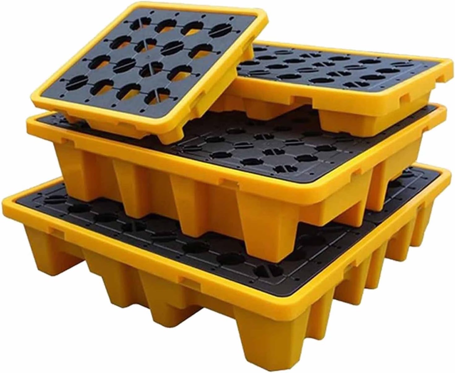 Spill Platform Polyethylene Drum Spill Containment Pallet, Prevent Slip Large Containment Tray for Indoor/Outdoor, Garage, Basement Cargo Storage(49x35x9cm)