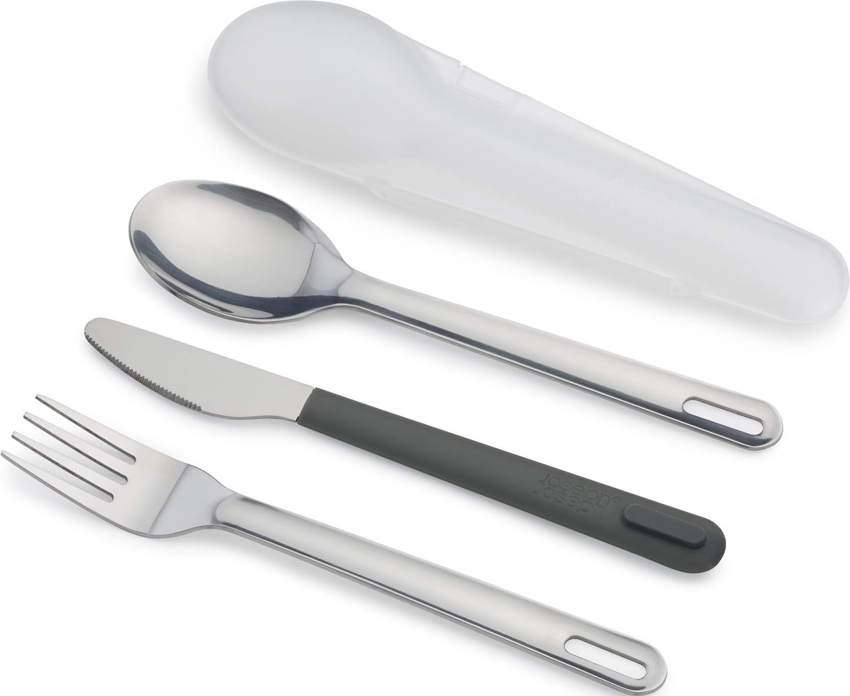 Joseph Joseph GoEat - On The Go Stainless-Steel Travel Cutlery Set for 1, Reusable Knife, Fork and Spoon Set with case for Lunch Box, Camping, Outdoor