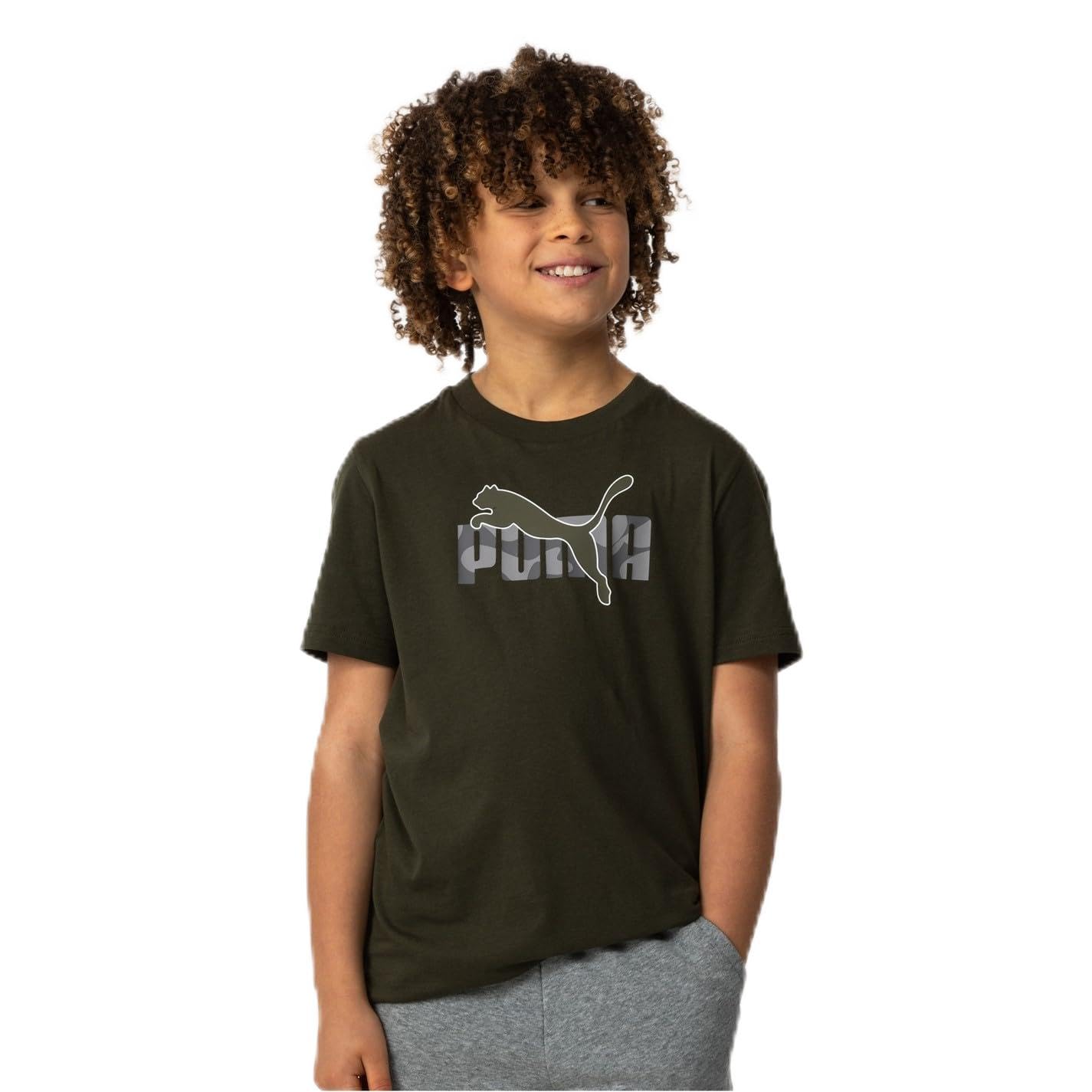 PUMA Kids Graphic T-Shirt Olive Camo 11-12 Years