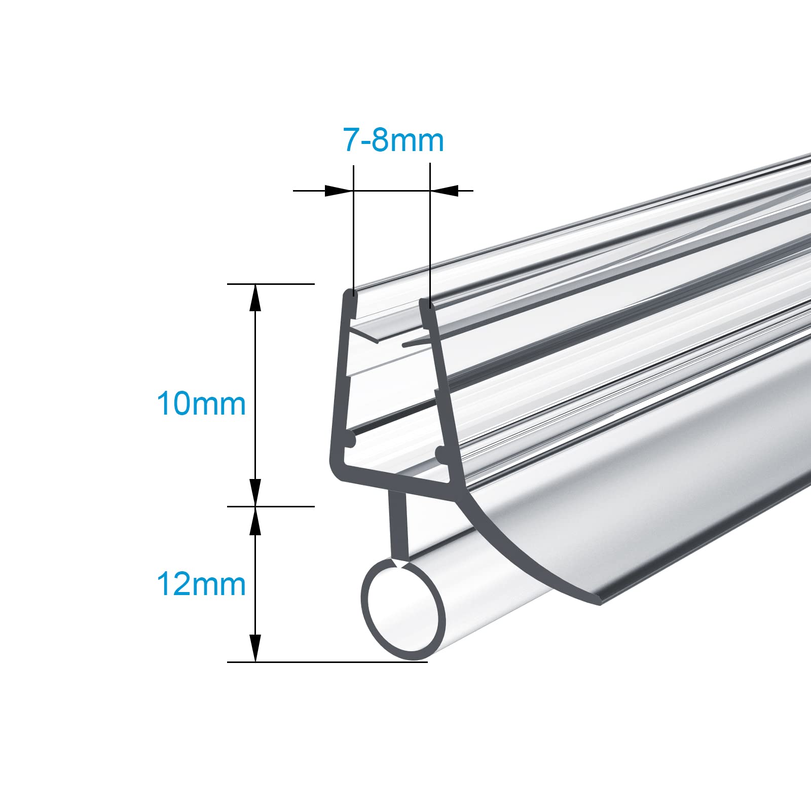 Heilmetz Juntas mampara ducha, longitud 600 mm, para mamparas de ducha de vidrio de 7-8 mm,Junta para mampara de ducha resistente al agua,cortable, fácil instalación (S02, 1 pieza)
