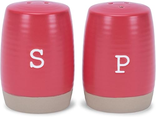 Nat & Jules - Juego de salero y pimentero de cerámica (3 x 2), color rojo