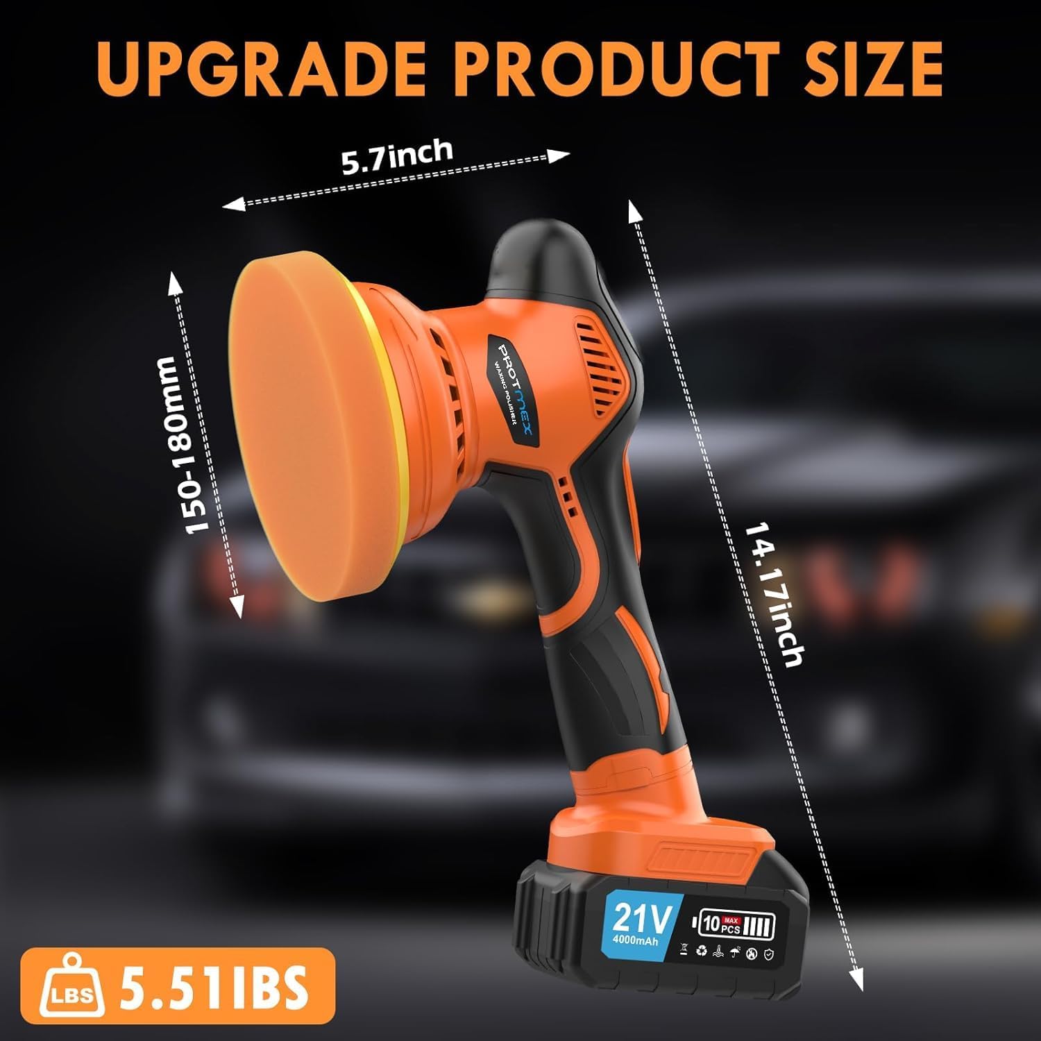 Cordless Car Buffer Polisher, Car Polishing Kit with 21V 2 X 4.0Ah Batteries, Orbital Eccentric Buffers with 8 Variable Speed Up to 6000 RPM, 6IN Touchscreen Buffer for Car Detailing/Scratch Removing - Image 7