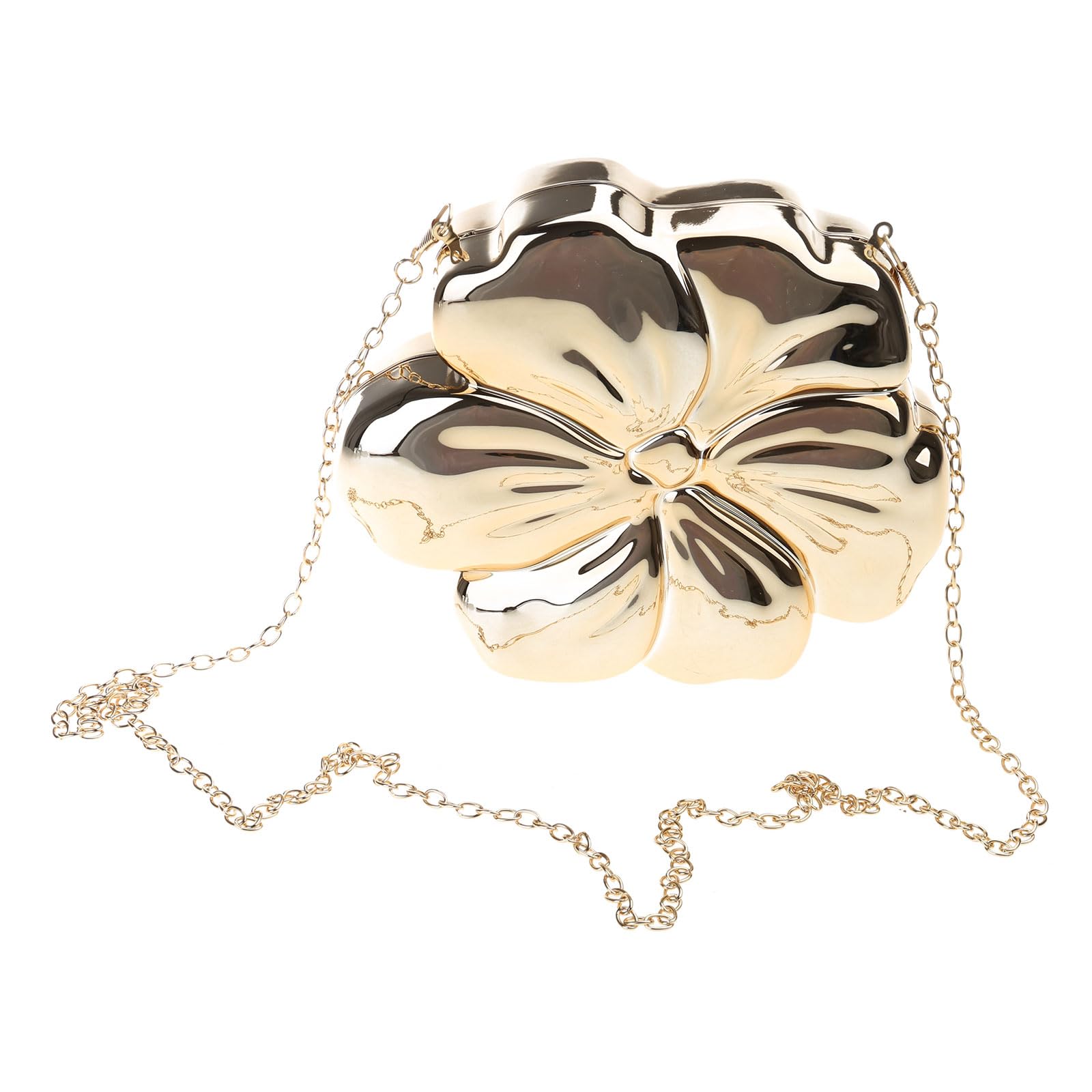 Antianzhizhuang Women's Gold Evening Bags, Evening Bag Flower Shape Evening Clutched Bag Acrylic Evening Handbag Crossbody Bag Chain Strap Shoulder Bag