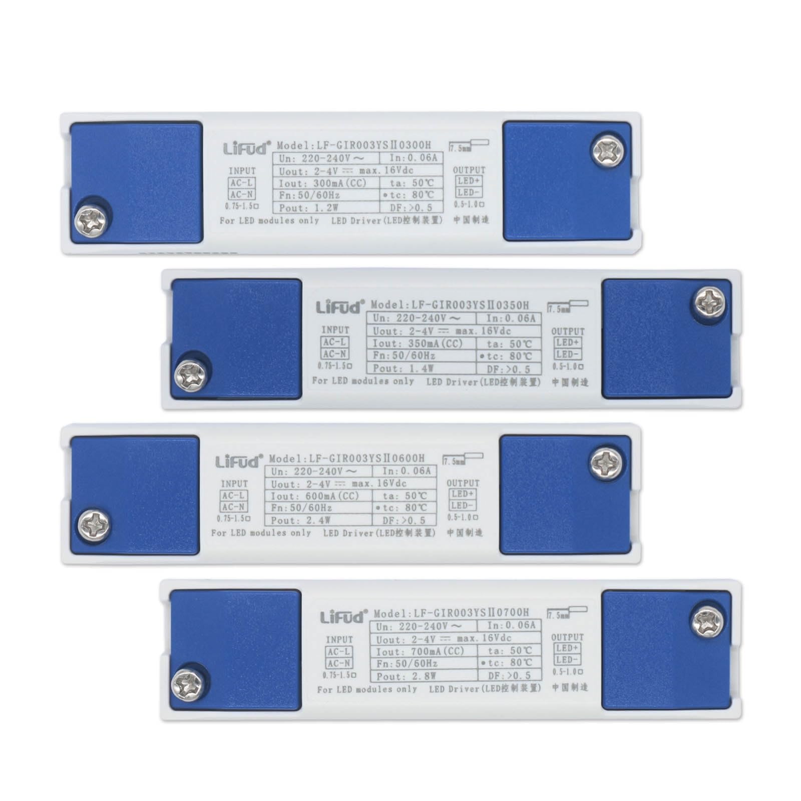 FCARUMIQP No Flicker LED Driver 2-4V 300mA 350mA 600mA 700mA LF-GIRxxxYS Series AC 220-240V High PF Power Supply 1PCS(1.2w 300ma)