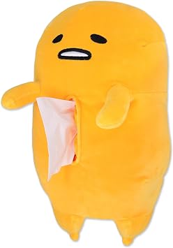 Roffatide Anime Gudetama Tissue Box Cartoon The Lazy Egg Plush Doll Tissue Cover Creative Paper Holder Napkin Box Paper Storage for Car Home Bathroom