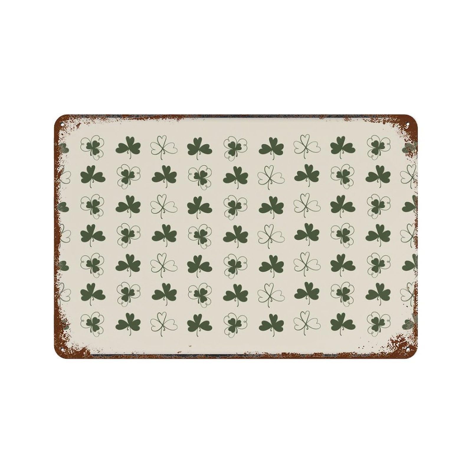 xiaoxiaoshen Vintage Boho Shamrock Pattern Wall Art, St. Patrick's Day Lucky Clover Wall Decor Art Metal Tin Poster Modern Home Decor Art Home Bar Shop Decorations Vintage Sign 20x30cm